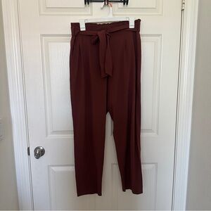 Athleta Paperbag Waist Tie Pants in terracotta brown